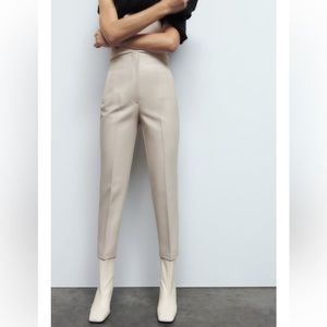 Zara Cream High-Waisted Pants